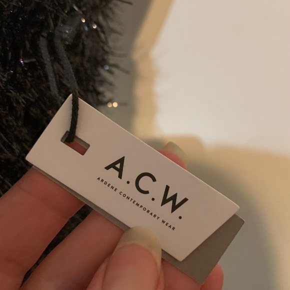 Fuzzy spaghetti strap tinsel cropped tank tube-top sparkly fringe - Picture 2 of 3